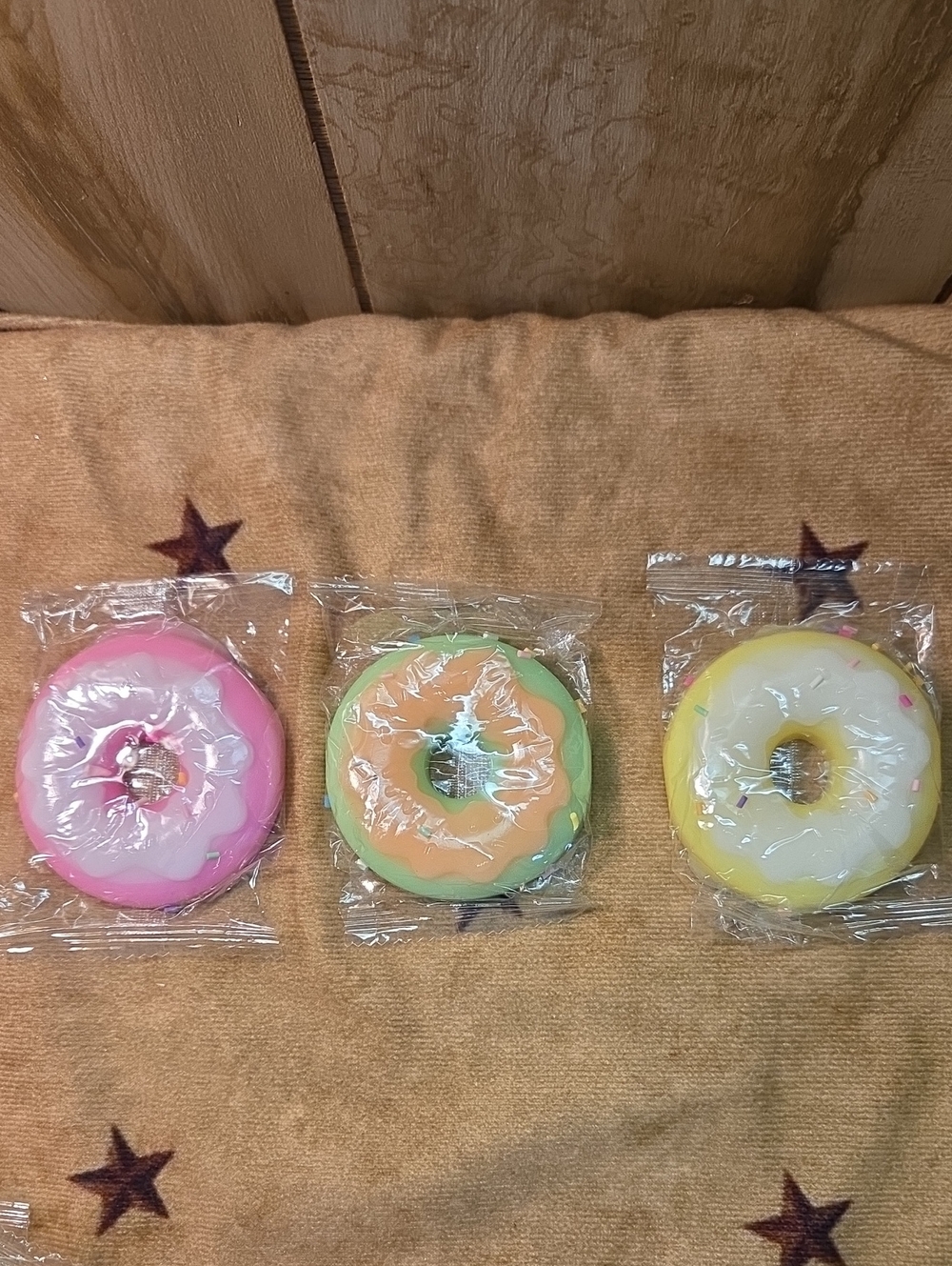 3 To 10 Set of 3 Donut Squishy Toys - Pink, Peach-Green, Yellow Color may vary